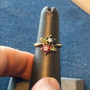 14kt gold ring Elegant Gold and Multicolor Gemstone Ring